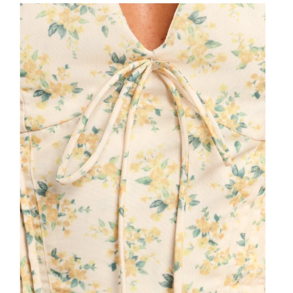 NWT Petal & Pup Anais Mini Dress Floral Butter Yellow Women's Medium - Picture 5 of 16